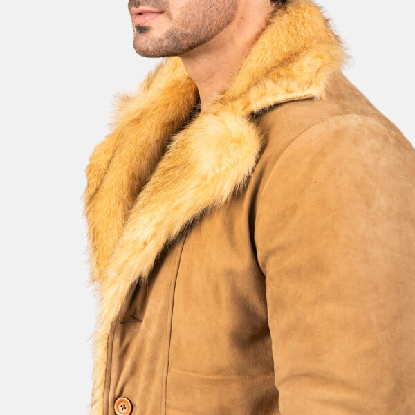 Furlong Beige Suede Leather Coat - Image 6