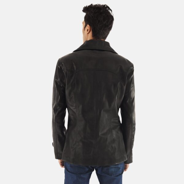 Leo Black Leather Coat - Image 5