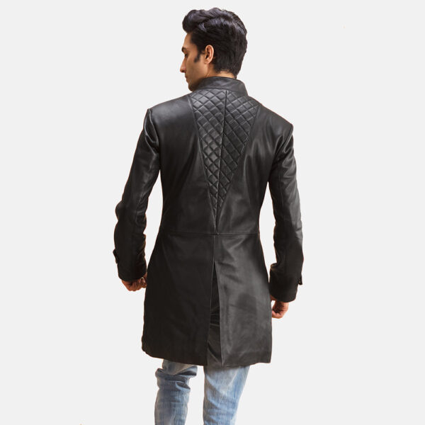 Midlander Quilted Black Leather Coat - Image 3