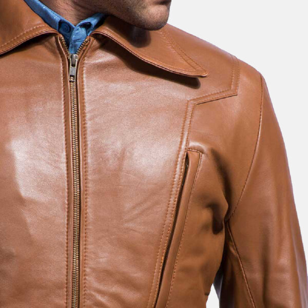 Old School Brown Leather Jacket - Image 5