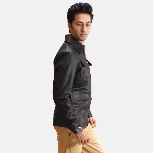 Raven Black Leather Jacket - Image 2
