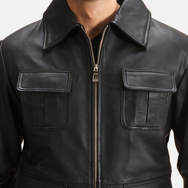 Raven Black Leather Jacket - Image 3