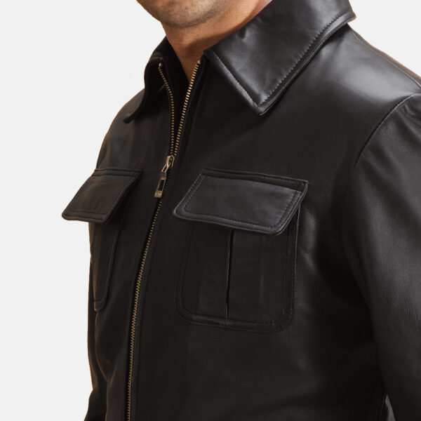 Raven Black Leather Jacket - Image 4