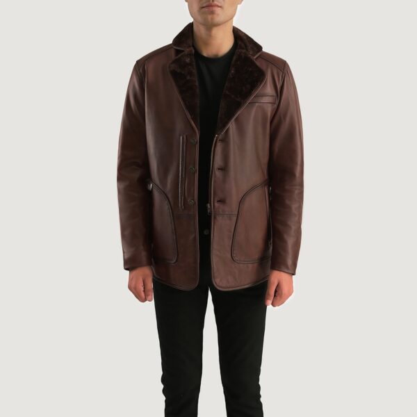 Rocky Brown Fur Leather Coat - Image 6