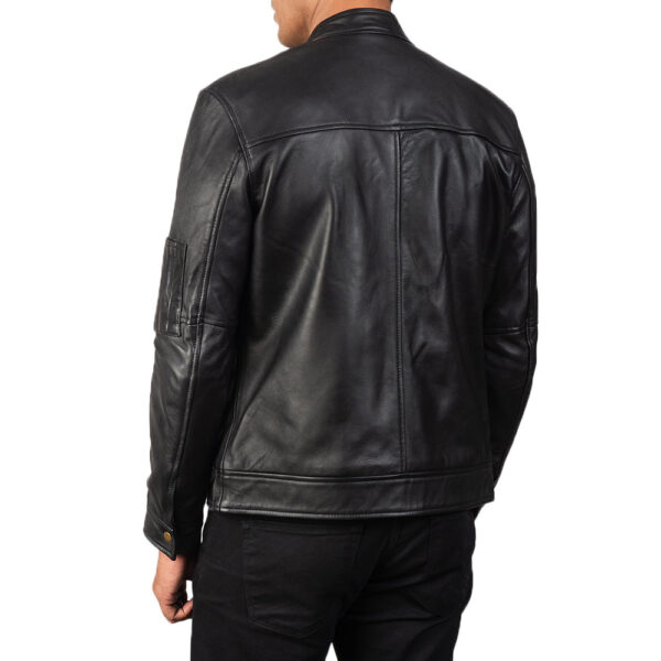 Tea House Black Leather Biker Jacket - Image 5