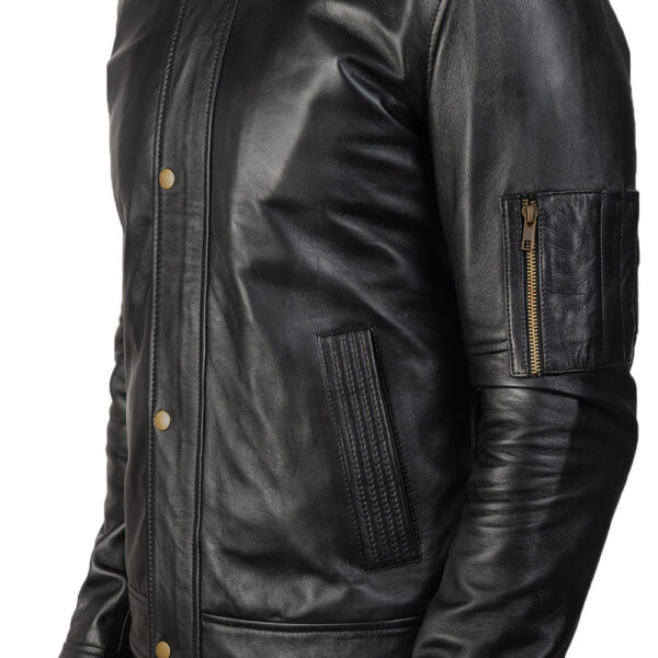 Tea House Black Leather Biker Jacket - Image 6