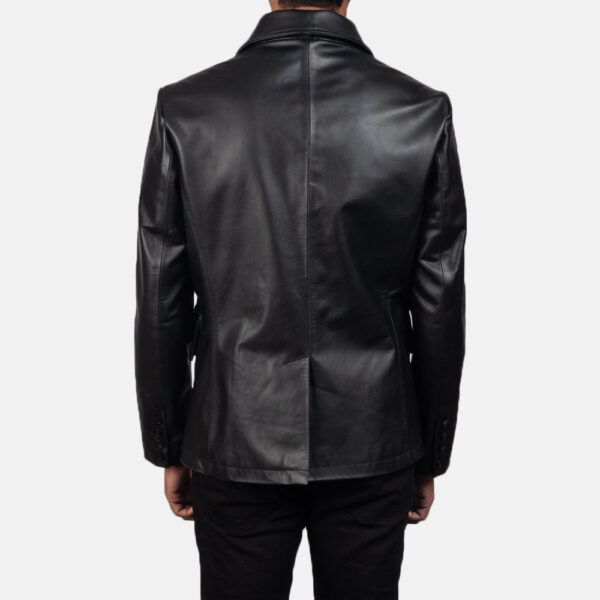 Mr. Bailey Black Leather Naval Peacoat - Image 5