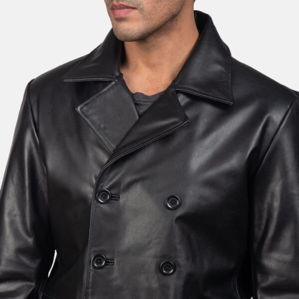 Mr. Bailey Black Leather Naval Peacoat - Image 6