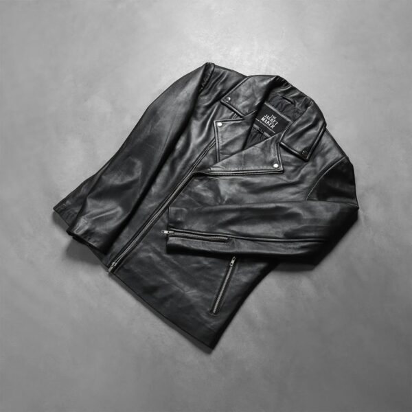 Noah Black Leather Biker Jacket - Image 7