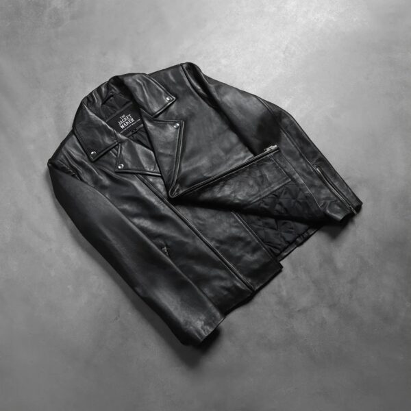 Noah Black Leather Biker Jacket - Image 8
