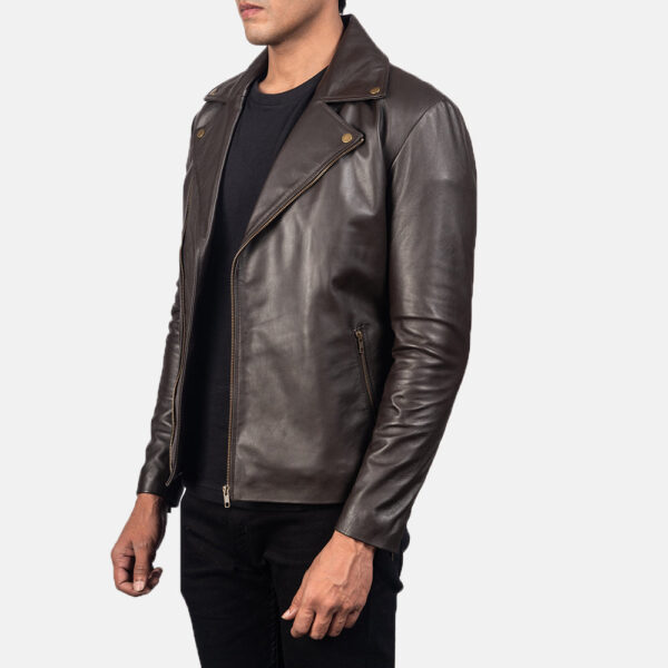Noah Brown Leather Biker Jacket - Image 2