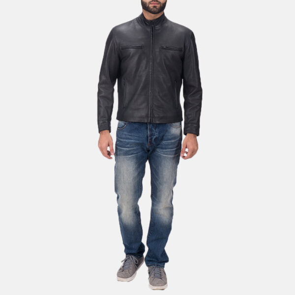Austere Matte Black Leather Biker Jacket - Image 6
