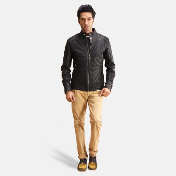 Henry Quilted Black Leather Jacket - Image 3