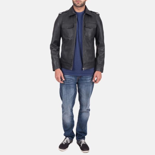 Sergeant Black Leather Jacket - Image 4