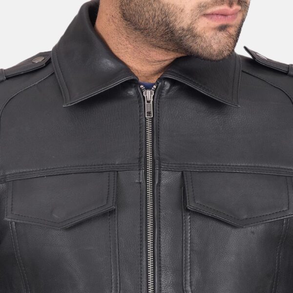 Sergeant Black Leather Jacket - Image 2