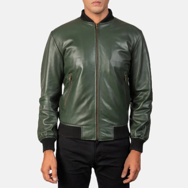 Shane Green Leather Bomber Jacket - Image 3