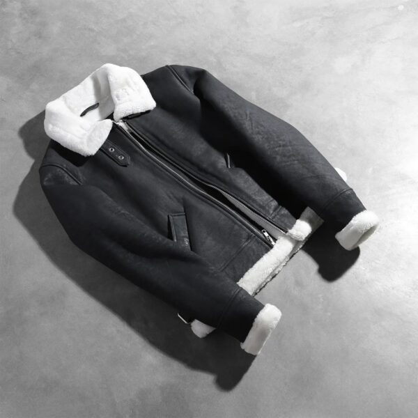 Sherilyn B-3 Black & White Leather Bomber Jacket - Image 7