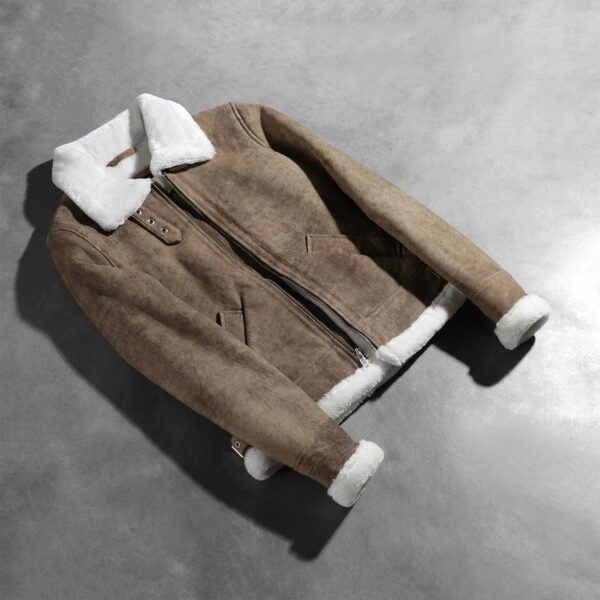 Sherilyn B-3 Distressed Brown Leather Bomber Jacket - Image 7