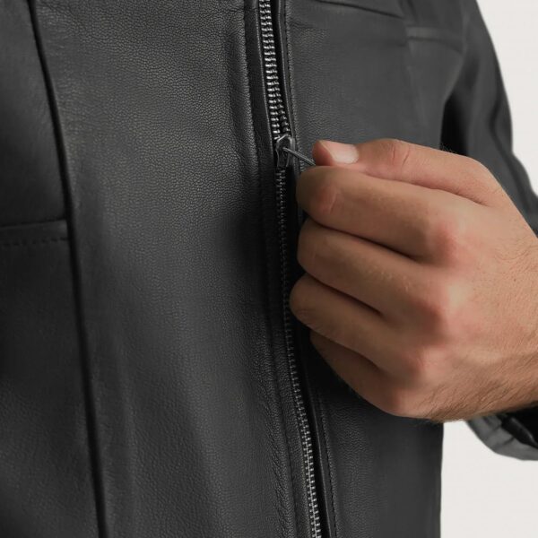 Spratt Black Hooded Leather Jacket - Image 6