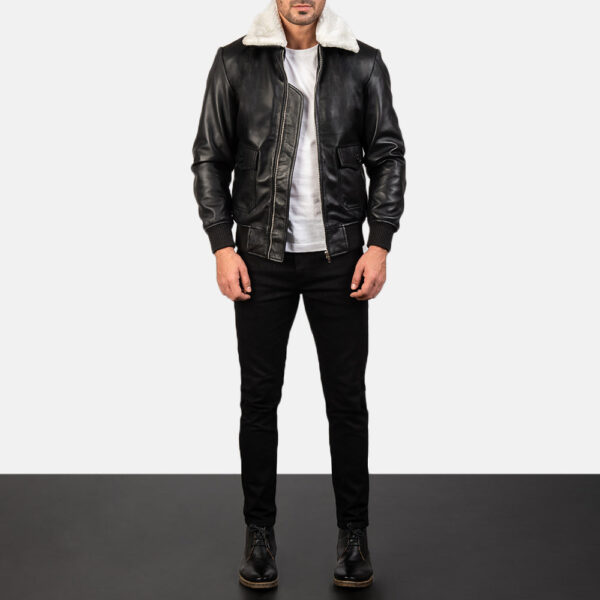 Airin G-1 Black & White Leather Bomber Jacket - Image 3