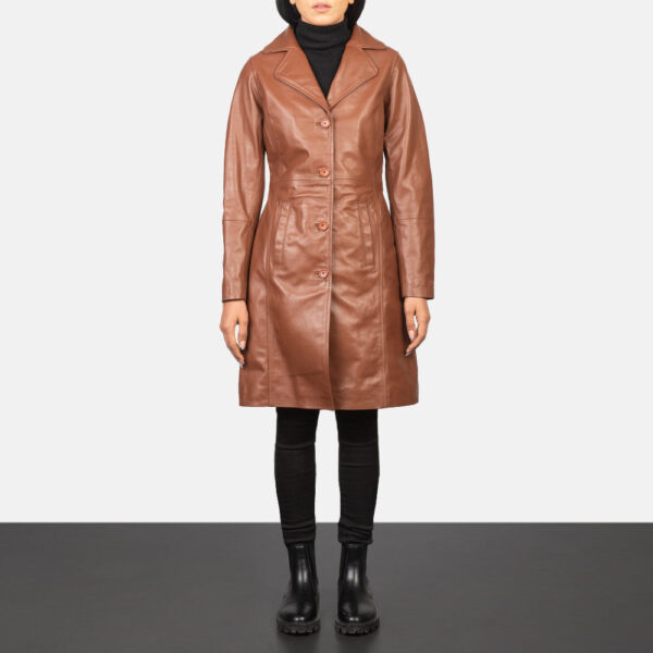 Alexis Brown Single Breasted Leather Coat - Image 3