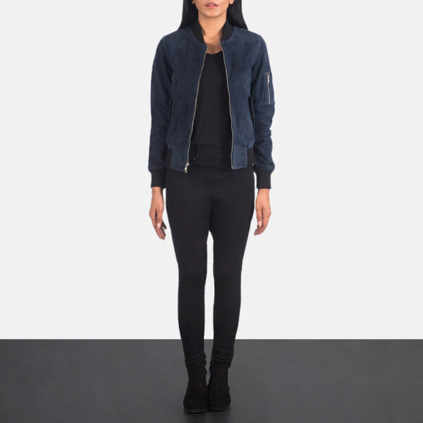 Ava Ma-1 Blue Suede Bomber Jacket - Image 3