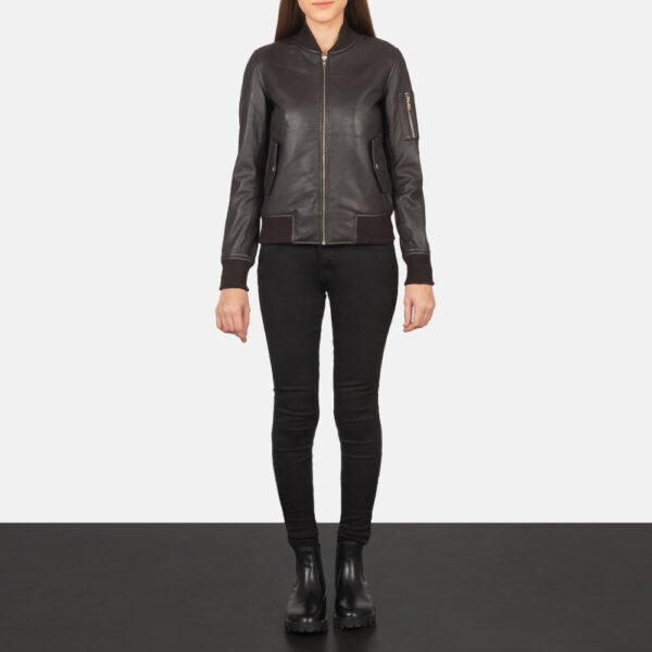 Ava Ma-1 Brown Leather Bomber Jacket - Image 3
