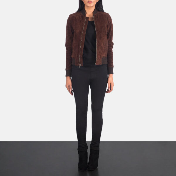 Bliss Brown Suede Bomber Jacket - Image 3