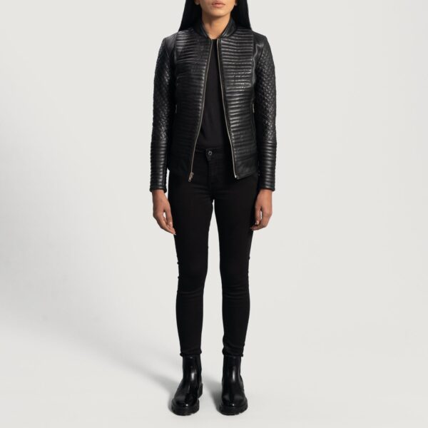 Cityscape Black Leather Biker Jacket - Image 4