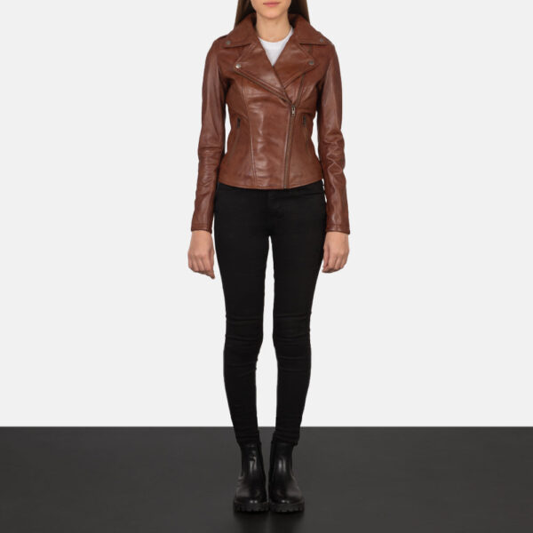 Flashback Brown Leather Biker Jacket - Image 4