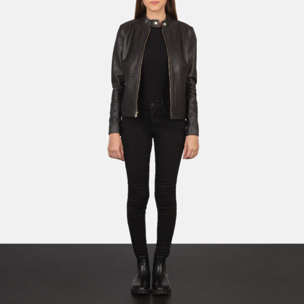 Rave Brown Leather Biker Jacket - Image 3