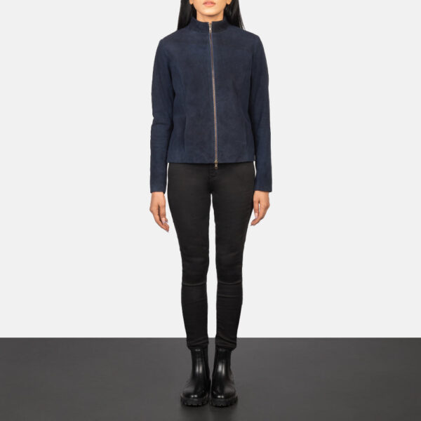 Rumella Blue Suede Biker Jacket - Image 3