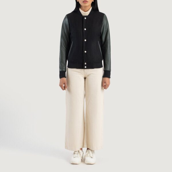 Savant Green & Black Hybrid Varsity Jacket - Image 3