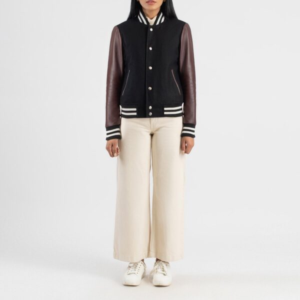 Savant Maroon & Black Hybrid Varsity Jacket - Image 3