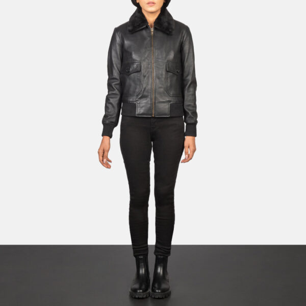 Stella G-1 Black Leather Bomber Jacket - Image 3