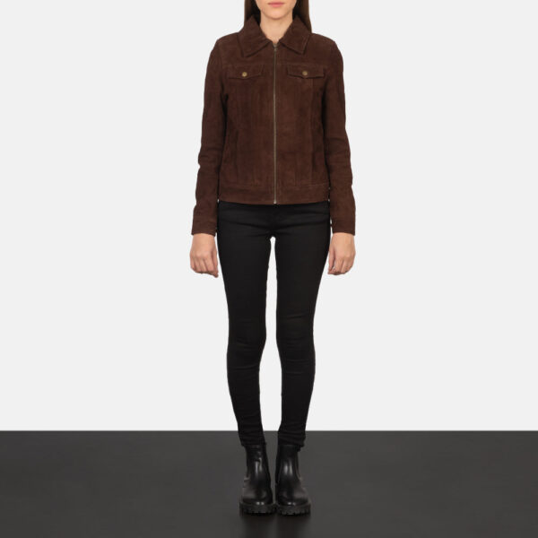 Suzy Mocha Suede Trucker Jacket - Image 4