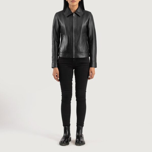 Vixen Black Classic Collar Leather Jacket - Image 3