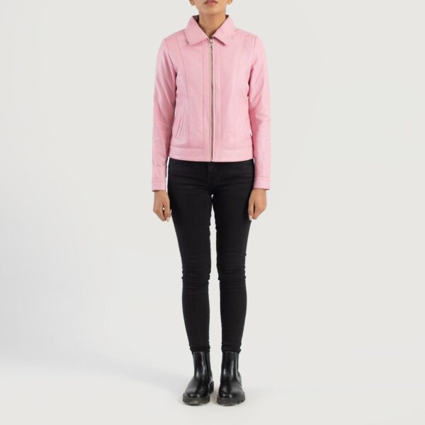 Vixen Pink Classic Collar Leather Jacket - Image 3