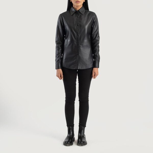 Zenith Black Leather Shirt Jacket - Image 3