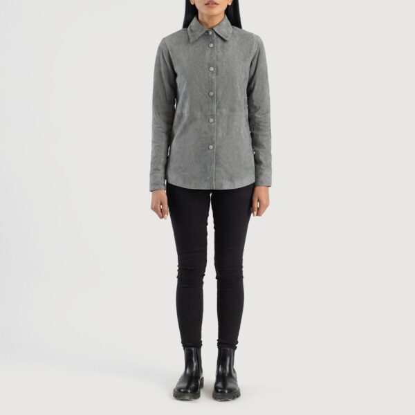 Zenith Grey Suede Leather Shirt Jacket - Image 3