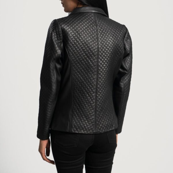 Cora Quilted Black Leather Blazer - Image 6