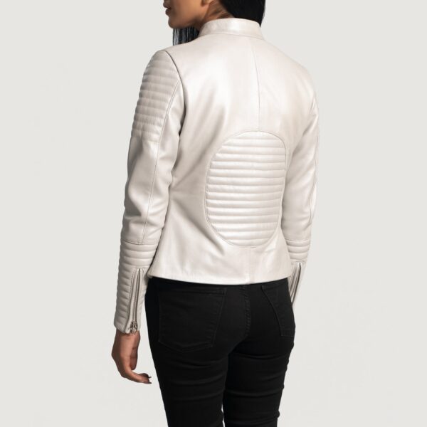 Ice Maiden Silver Quilted Leather Biker Jacket - Image 5