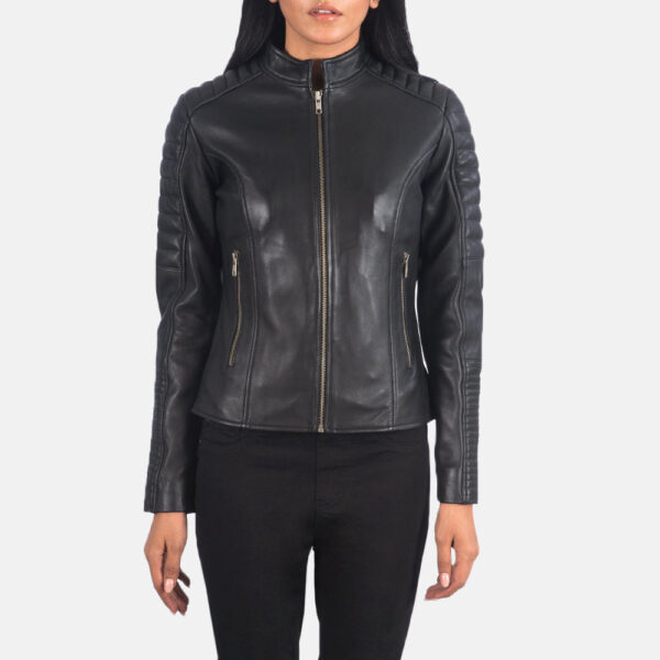Adalyn Quilted Black Leather Biker Jacket - Image 4