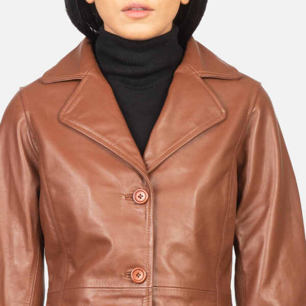 Alexis Brown Single Breasted Leather Coat - Image 5