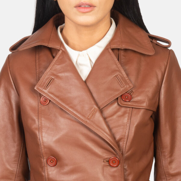 Alice Brown Double Breasted Leather Coat - Image 6
