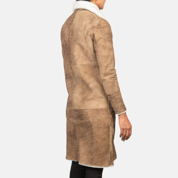 Alina Shearling Brown Leather Coat - Image 4