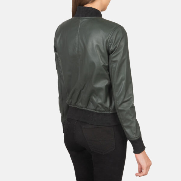 Ava Ma-1 Green Leather Bomber Jacket - Image 5