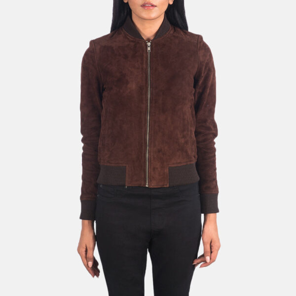 Bliss Brown Suede Bomber Jacket - Image 4