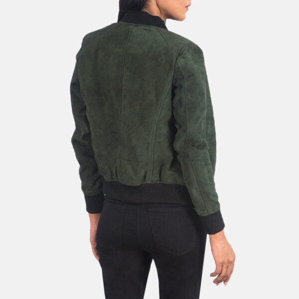 Bliss Green Suede Bomber Jacket - Image 5