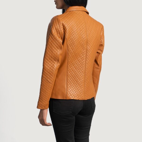 Cora Quilted Brown Leather Blazer - Image 5